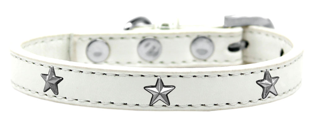 Silver Star Widget Dog Collar White Size 12